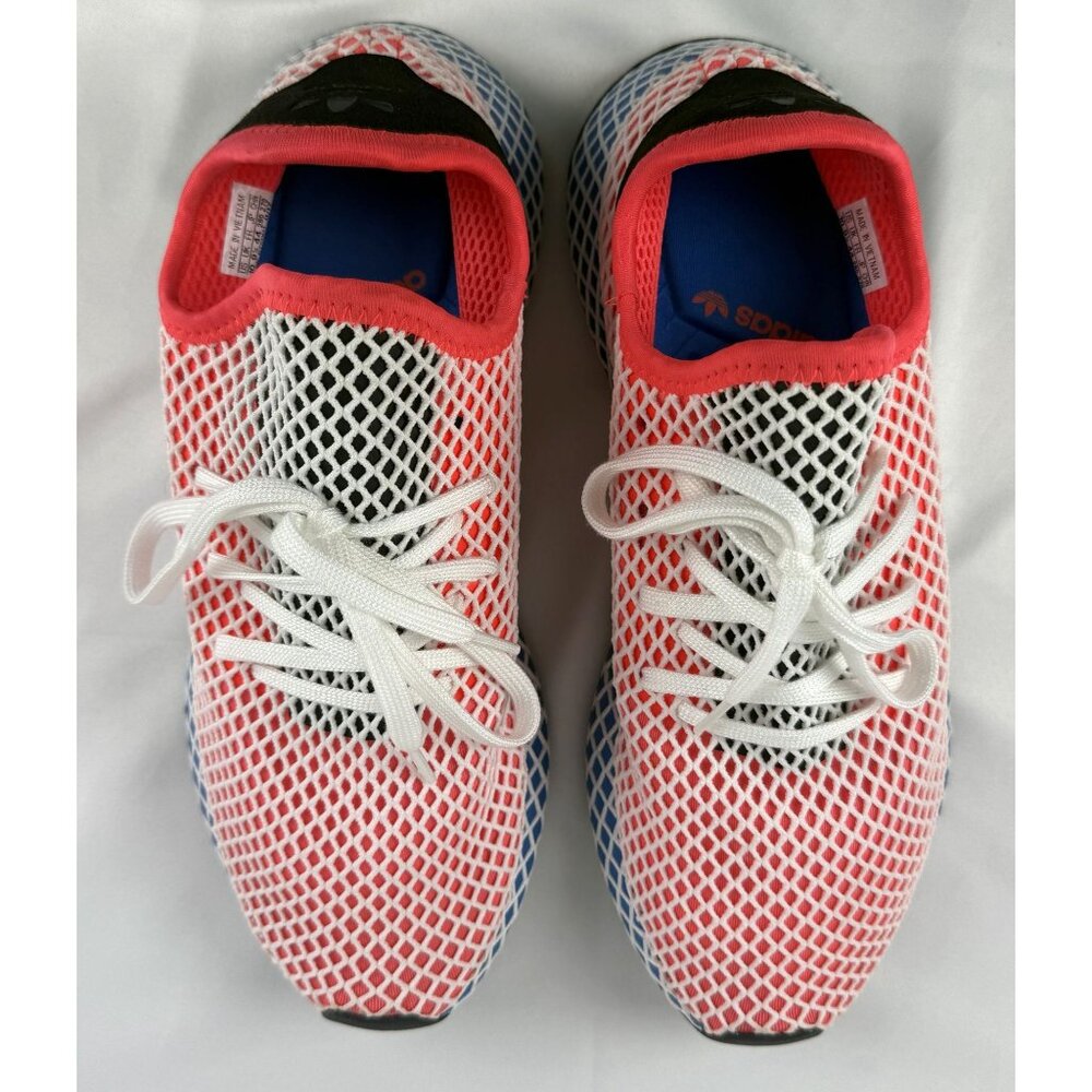 NWOT Size 10 -adidas Deerupt SolarRed Bluebird Men’s Athletic Runner Shoe (CQ262 - Picture 4 of 10